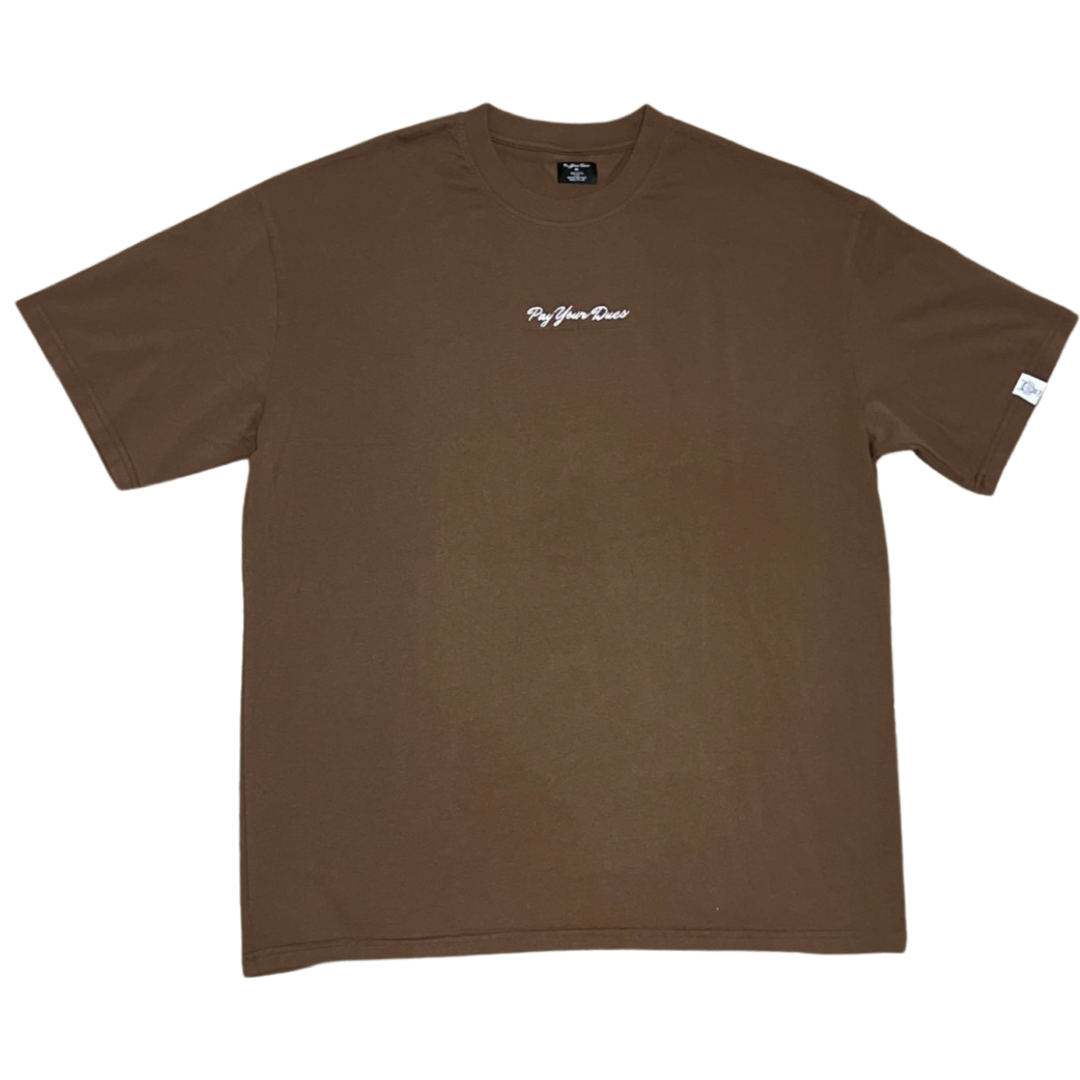 EMBROIDERED TEE - BROWN